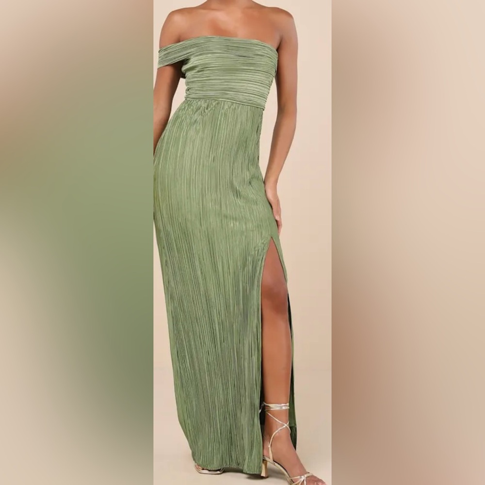Lulus Poised Performance Elegant One-Shoulder Green Maxi Dress-Small - Picture 4 of 14